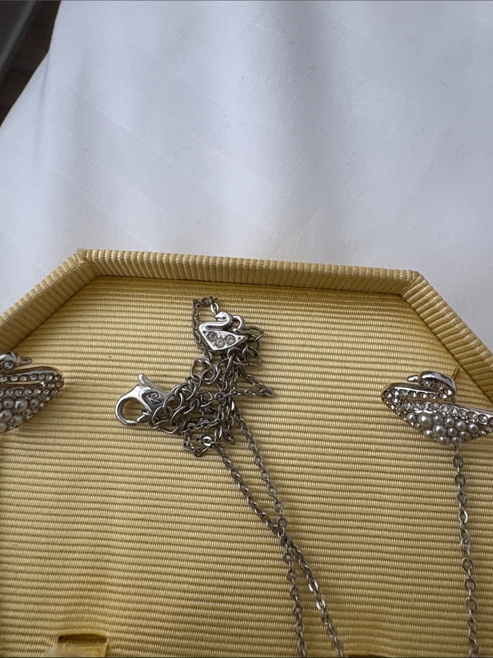 Swarovski Silver Crystal Swan Necklace and Drop Earrings Set - Picture 3 of 6